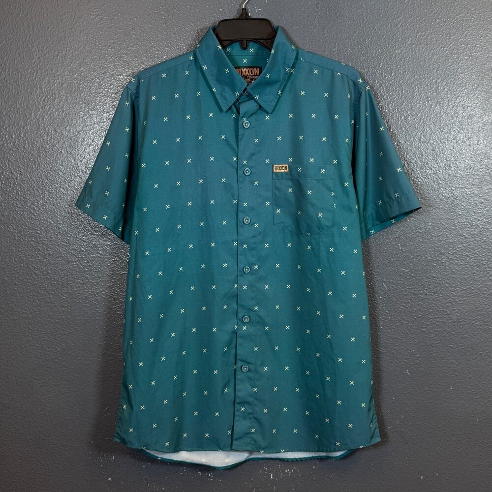 Dixxon M men’s blue short sleeve button up shirt